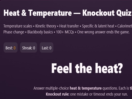 Physics Heat Temperatuie Quiz